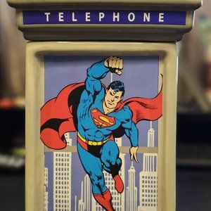 DC Comics Superman Phone Booth Cookie Jar Ceramic NWT Unused